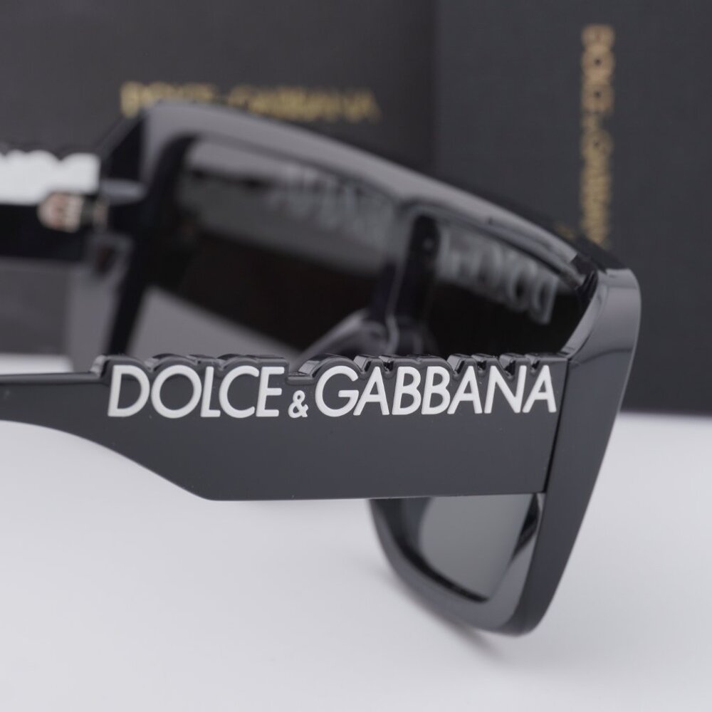 Dolce & Gabbana DG6204 L50187 Shield Sunglasses - Shiny Black/Grey - Picture 5 of 8